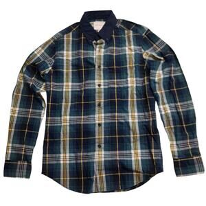 NWT American Eagle Plaid Shirt Long Sleeve Button-Down Green Yellow Mens Size XS